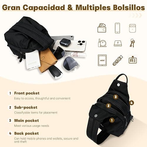 YUVFUDUOV Waterproof 2-Way Mini Commuter Bag, Multi-Compartment Oxford Small Backpack, For Women, Collegeman, Commuter, Travel with Anti-Theft,Three in One Multifunctional Convertible Design(Black) thumbnail 3