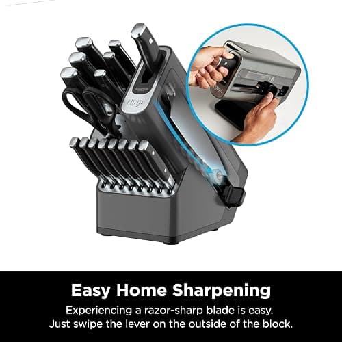 Ninja K32017 Foodi NeverDull Premium Knife System, 17 Piece Knife Block Set with Built-in Sharpener, German Stainless Steel Knives, Black thumbnail 7
