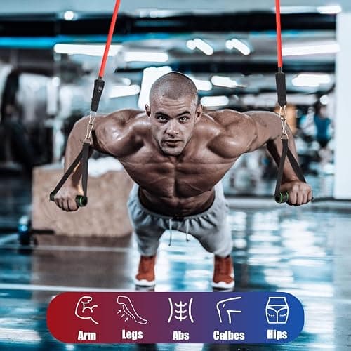 WIKDAY Exercise Resistance Bands with Handles for Working Out, 150/200/250/300 lbs Workout Bands Set with Door Anchor for Physical Therapy, Yoga, Pilates thumbnail 3