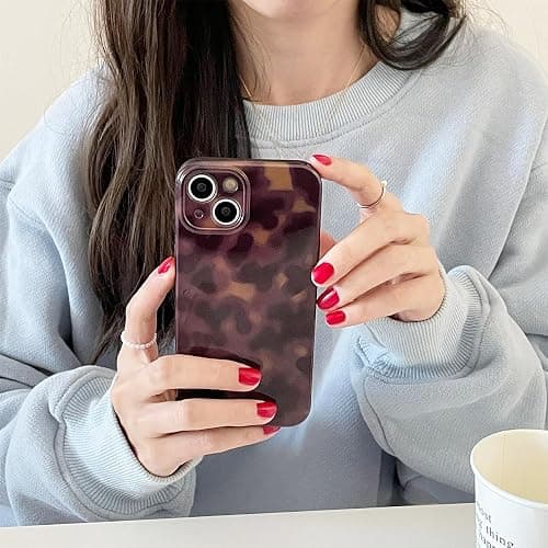 XQAGU Cute Phone Case for iPhone 16 Case Amber Leopard Full Camera Protective Slim Shockproof Aesthetic-Brown Amber thumbnail 5