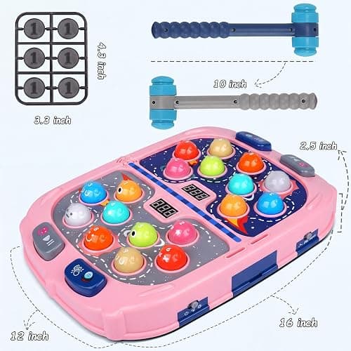 Toy Whack Game Mole for Girls, Toddler Toys for 3-8 Year Old Girls, Kids Gift for Girls Ages 3, 4, 5, 6, 7, 8, 9, 10+ Years Old, 3-12th Birthday Interactive Educational Toys with Sound, Light, 3 Modes thumbnail 2