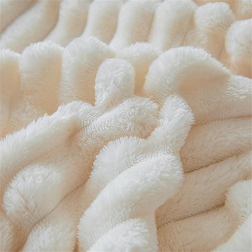 DOTBUY-SHOP Flannel Blanket Soft Throw Blanket, Warm Blankets and Throws, Thickening Throw fit all Season, Versatile Flannel Blankets For Sofas, Bed, Travel (45x65cm,Off-white) thumbnail 4