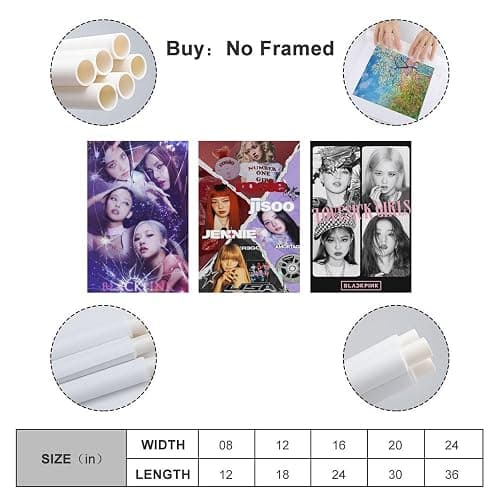 BELNQDHPO A Set Of 3 Blackpink Poster Music Vintage Kpop Korean Girl Group Für Zimmer, Ästhetische Leinwand-Wandkunst, Schlafzimmer-Dekor Posters 08x12inch(20x30cm)-3pcs thumbnail 2