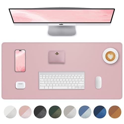 Non-Slip Desk Pad,Mouse Pad,Waterproof PVC Leather Desk Table Protector,Non-Slip PU Leather Desk Blotter, Easy Clean Laptop Desk Writing Mat for Office Work/Home/Decor(Light Pink, 24" x 13.7") - Image 1