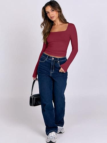 ANRABESS Shirts Crop Tops Tight Fitted Basic Tee 2025 thumbnail 4