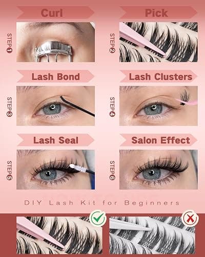 Focipeysa Wispy Lash Clusters Natural Eyelash Clusters Pestañas Postizas Naturales Spiky Manga Lash Extensions C Curly Individual Lashes 10-16mm with Bottom Lashes Clusters DIY Lash at Home thumbnail 7