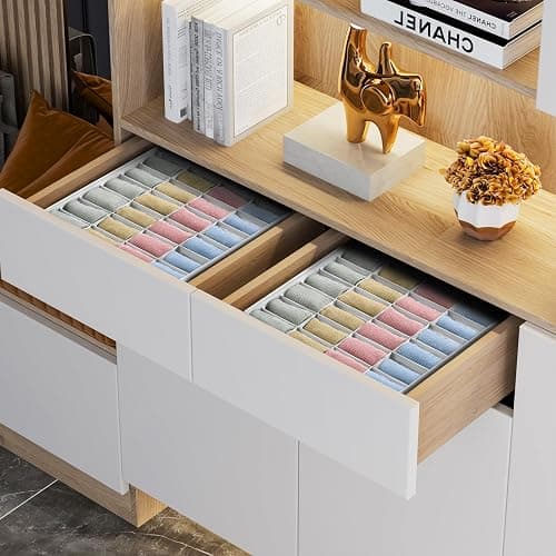 DIMJ Sock Organizer - Drawer Organiser & Closet Organiser - 2 Pack - 48 Cells - Collapsible Storage, Holders for Socks, Ties, Belts (White) thumbnail 4