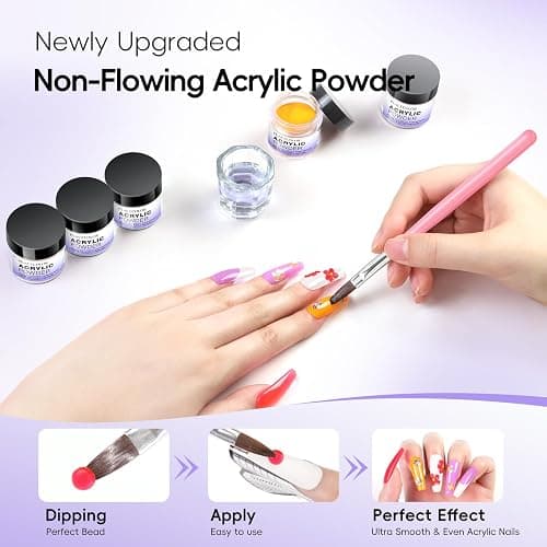 PEACECOLOR 224PC Acrylic Nail Kit with Dirll, 11 Colors Red White Pink Acrylic Powder Set with Gel Polish Nails Kit for Beginners with Everything Home DIY Salon Manicure Tools for Women thumbnail 4