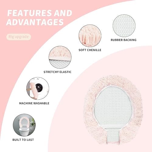 Baahrnom Luxury Soft Microfiber Toilet Lid Cover Machine Washable Solid Toilet Seat Cover 17.5" x 15" Adjustable Rubber Backing Fits Most 16-17.5" L x 14-16" W Round Oblong and Elongated Toilet Seat thumbnail 3
