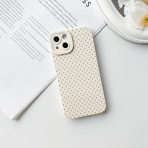 NITITOP Compatible with iPhone 15 Case Cute Aesthetic Little Polka Dots Pattern Design for Women Men Girls Soft TPU Shockproof Stylish Full Camera Protective Phone Cover - White Black thumbnail 4