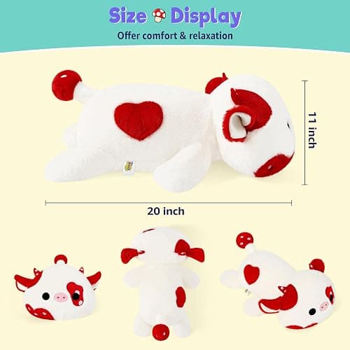Onsoyours Original Weighted Mushroom Cow Stuffed Animals, 4.0 lbs Weighted Plush for Stress Relief - 20" Large Soft Cow Pillow Gifts for Kids & Adults thumbnail 2