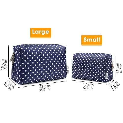 Narwey Cute Makeup Bag Travel Cosmetic Bag Organizer Toiletry Bag Make Up Bags with Compartments for Women Girls (Large, Polka Dot) thumbnail 5