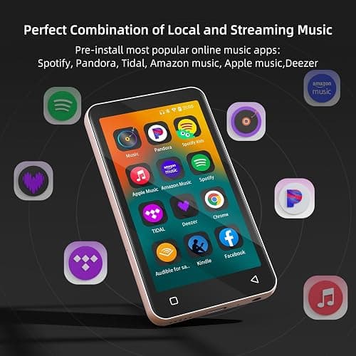 80GB MP3 Player with Bluetooth and WiFi, MP4 MP3 Player with Spotify,Spotify Kids,4" Music Player with Pandora, Audible,Music Player with Speaker (Pink_White) thumbnail 2