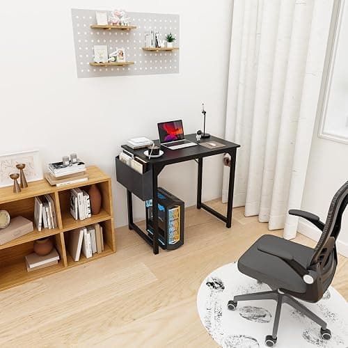 DUMOS 32 Inch Small Computer Office Desk Modern Simple Style Writing Study Work Table for Home Bedroom - Modern Black thumbnail 2