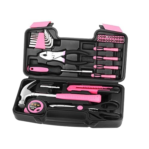 39 Piece All Purpose Basic Household Pink Tool Kit for Women - Small Tool Set with Toolbox Great for Home, Garage, Office and College Dormitory Use thumbnail 8