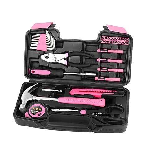 39 Piece All Purpose Basic Household Pink Tool Kit for Women - Small Tool Set with Toolbox Great for Home, Garage, Office and College Dormitory Use - Pink thumbnail 8