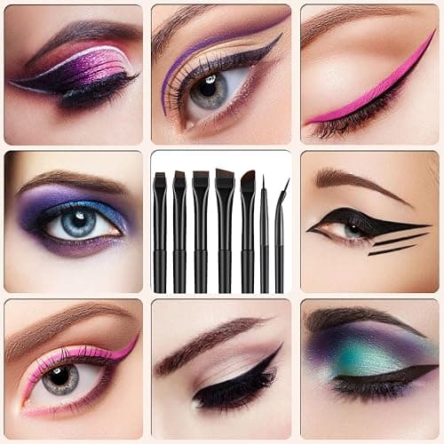 Rytrre 7 Pcs Eyeliner Brush, Angled Flat Definer Eye Liner Makeup Brushes, Ultra Fine Bent Pencil Point Eyeliner Brushes for Precision Liner thumbnail 7