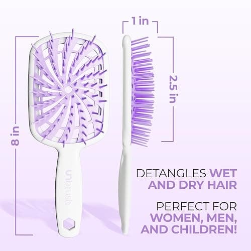 FHI Heat UNbrush Plus — Curly Hair Brush for Gentle & Effective Detangling on Wet or Dry Fragile Hair Types — Detangler Brush w/ 84 UltraFlex Bristles, Ultra-light, Vented, Anti Static Hairbrush thumbnail 5