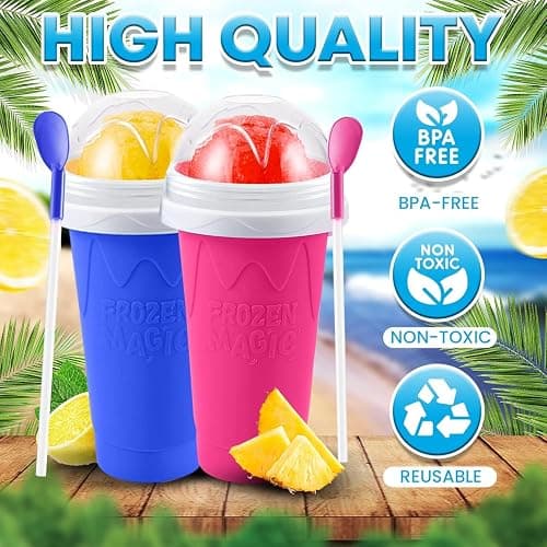 Paydaan Pack of 2 Magic slushie cup, instant Frozen Slushy cup Drink Maker, Double-Layer Reusable slushie maker, Perfect for Homemade Slushies, Frozen Drinks & Summer Treats thumbnail 3