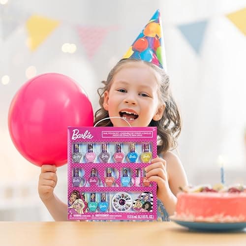 Townley Girl Barbie Movie 18 Piece Set Kids Water-Based Nail Polish Set, Includes Nail Polish, Nail Gems, Nail File for Age 3+, Parties Birthday thumbnail 3