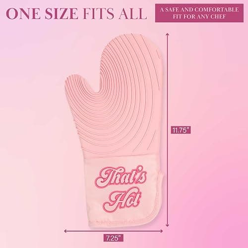 Paris Hilton Oven Mitt Set with Iconic That's HOT Design, Heat Resistant Pot Holders Featuring Non-Slip Textured Silicone Grips, 2-Piece Set, Pink thumbnail 3