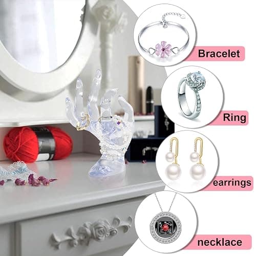 DI QIU REN Hand Form Ring Holder Jewelry Display Holder, Clear Room Decor Aesthetic Bracelet Ring Watch Stand Support Holder Preppy Jewelry Holder for Y2k Room Decor thumbnail 4
