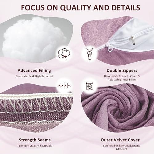 Chilling Home Coussin de Grossesse,Coussin Allaitement en Forme de U en Velours Amovibl, Coussins de Maternité et Corps pour Dormir,Violet thumbnail 7
