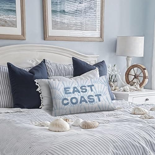 Lacama Coastal Room Decor, Blue Coastal Throw Pillow Cover 12x20, Blue Dorm Decor, East Coastal Decorative Throw Pillow Covers Pillowcases for Couch Bed Girly Room Bedroom Dorm thumbnail 4