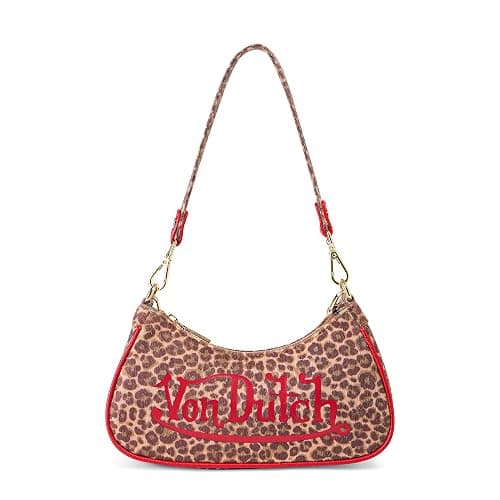 Von Dutch Womens Graphic Shoulder Bag – Stylish Handbag | Silver Chain, Wrench Charm Handbag with Adjustable Strap, Spacious Interior, and Iconic Logo Design - Image 1