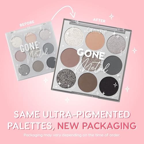 ColourPop Eyeshadow Palette - Eye Makeup Palette with Matte, Metallic, Matte Sparkle & Glitter Finishes - High-Pigment Eye Makeup with a Long-Wearing Formula - Gone Metal (0.3 oz) thumbnail 2