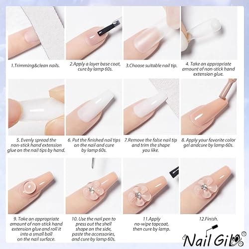 NAILGIL Clear and White Solid Builder Gel For Nails, Flower 3D Nail Art Sculpture Non-Sticky Hand Clear Extension Gel Sock Off UV LED Salon DIY at Home-30g/1oz thumbnail 6