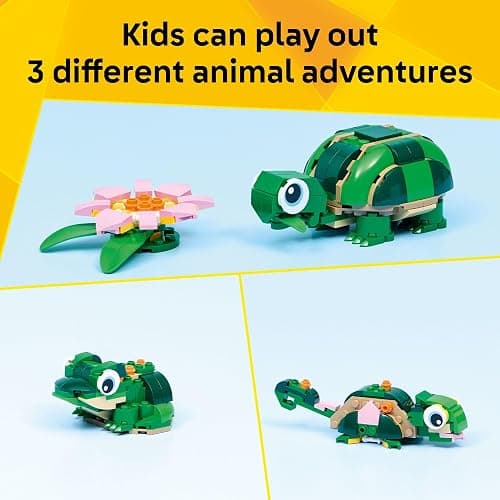 LEGO Creator 3 in 1 Turtle with a Water Lily Flower Building Toy for Girls & Boys - Kids Build a Chameleon, Frog, or Turtle Toy Figure - Gift Idea for Animal Lovers, Ages 7+ - 31377 thumbnail 3