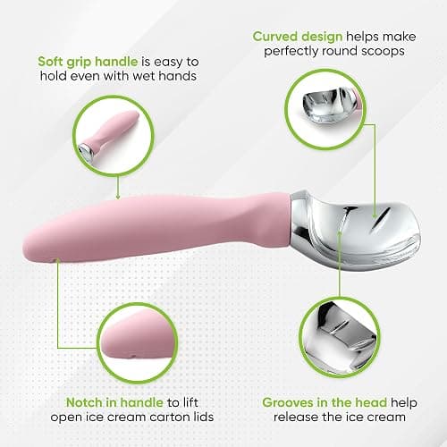Spring Chef Ice Cream Scoop with Soft Grip Handle, Professional Heavy Duty Sturdy Scooper, Premium Kitchen Tool for Cookie Dough, Gelato, Sorbet, Pink Lemonade thumbnail 3