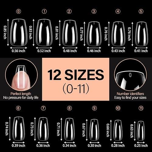 AILLSA Short Coffin Nails Clear Full Cover Nail Tips Medium Gel Fake Nails Tips for DIY Press on Nail Extension, 216PCS 12 Sizes False Acrylic Preshaped Gelly Soft Nail Tip for Women thumbnail 5