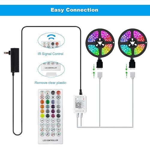 Easeking LED Lights strip for Bedroom, 50ft LED Strip Lights Indoor with Bluetooth and IR Remote,450 LEDs Smart Music Sync RGB LED Light strips,Led Lights for Bedroom Party Home Decor(2 Rolls of 25ft) thumbnail 6