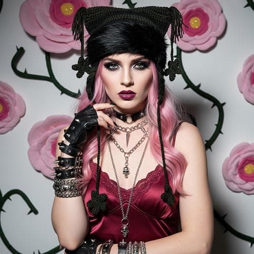Y2k Cat Ear Beanie, Cute Hat with Harajuku Fashion, Grunge Cat Crochet Hats for Women Y2k Accessories, Christmas, Winter Black,Green thumbnail 6