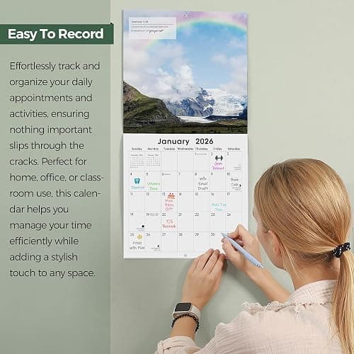 SKYDUE 2026 Christian Wall Calendar - 14-Month with Bible Verse & Nature Scenes (Nov 2025-Dec 2026) | NIV Scripture, 12"x24" Opened, Thick Paper Monthly Calendar for Home Office thumbnail 7