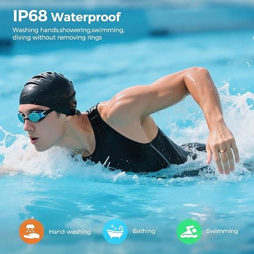 Smart Ring for Women & Men, Health Tracker Ring, Fitness Tracker Ring | Blood Pressure,Temperature, Heart Rate, SpO2, HRV & Stress, IP68 Waterproof, Sleep Tracker, No App Fee (Gold, 7#) thumbnail 6