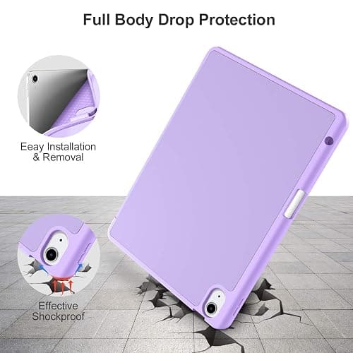 Akkerds Compatible with iPad Air 11 Inch Case 7th/6th Generation (M3/M2) 2025/2024, for iPad Air 5th/4th Generation Case 10.9 Inch 2022/2020 with Pencil Holder[Auto Sleep/Wake], Lavender thumbnail 4