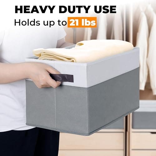 Criusia 6 Set Clothes Storage Bins with Lids - Stackable Fabric Closet Organizers and Storage Baskets for Shelves -Odorless Large Enough for Clothes Blanket Toy Storage -Dorm Room Apartment Essentials thumbnail 4