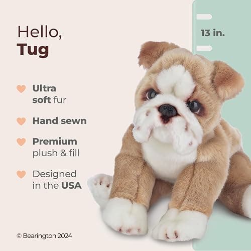 Bearington Tug The English Bulldog Plush, 13 Inch Dog Stuffed Animal - Bulldog Stuffed Animal - Dog Plush Toys for Kids - 13" Tug thumbnail 2