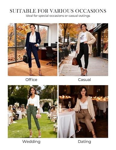 GRACE KARIN Women Dress Pants, 2025 Fall Business Casual Outfits, High Waist Paper Bag Bow Tie Pencil Slacks with Pockets thumbnail 4