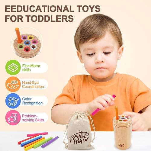 Montessori Toys for 1-3 Year Old: Wooden Learning Color Sorting Toys for Toddlers Age 1 2 3, Fine Motor Developmental Infants Sensory Matching Games, Busy Board 18 month old Baby Boys Girls Gifts - 8 colors thumbnail 4