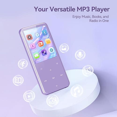 AGPTEK 64GB MP3 Player with Bluetooth, M3 2.4'' Player with Speaker | with FM Radio, Touch Buttons, Supports Up to 128GB(Purple) thumbnail 2
