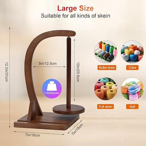【Mobile Friendly】Yarn Holder for Crocheting and Knitting with Phone Stand, Magnetic Rotating Yarn Spinner for Crocheters, Large Capacity Natural Wood Yarn Ball Holder Gift thumbnail 5
