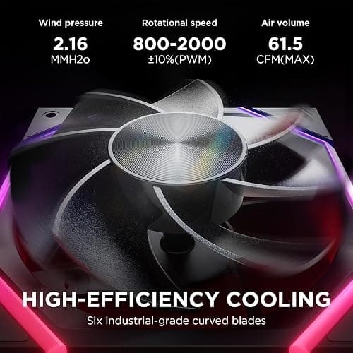 AsiaHorse NYOTA Reverse Blade 120mm ARGB PC Case Fan 3 Pack Intake Fan HDB Bearing 2000 RPM 61.5 CFM 4Pin PWM 5V 3Pin ARGB Black thumbnail 3
