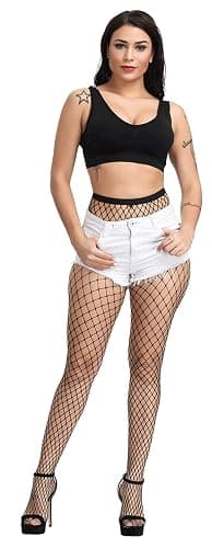 Pareberry Women's High Waisted Fishnet Tights Sexy Wide Mesh Fishnet Stockings thumbnail 3