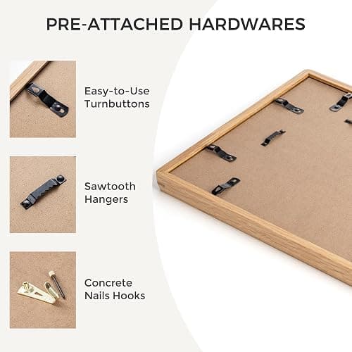 Heimlove 11x14 Picture Frames Natural Oak,Original Wood Hand Make Crafted Diploma Frame with Mat to 8x10 Graduation Picture Display,Family Picture,Wedding Picture,Photo,Certificate Wall Mounted thumbnail 5