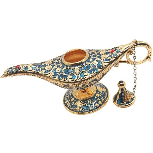 AVESON Classic Vintage Aladdin Magic Genie Costume Lamp Home Table Decoration & Gift, Golden Blue thumbnail 8
