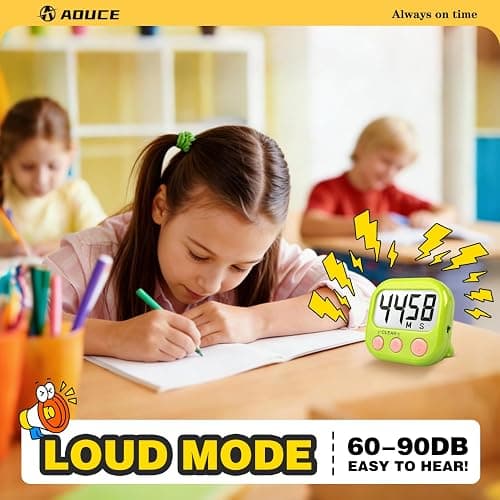 AOUCE Digital Timer for Kids Classroom Timers for Teacher 2 Pack Blue Green | Large Screen, Strong Magnetic, Loud Alarm thumbnail 3